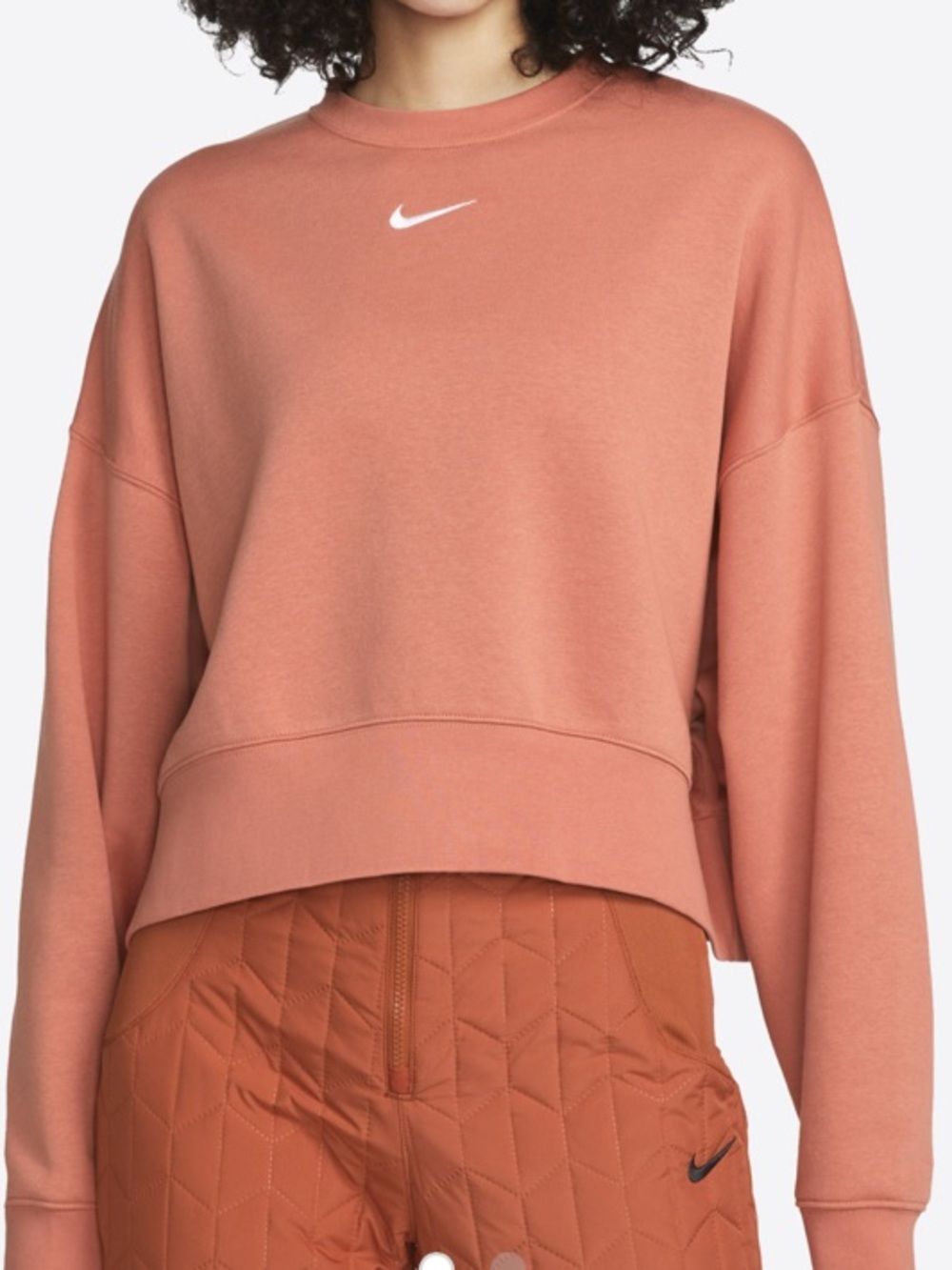 New! Nike Essential Oversized Crewneck Sweatshirt in Apricot
